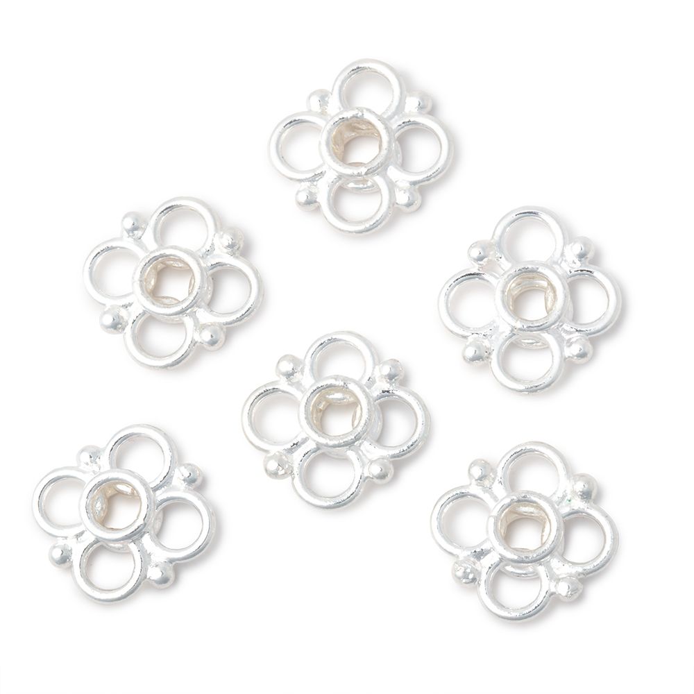 13mm Quatrefoil with 2mm Large Hole Spacer Set of 6 Pieces - Beadsofcambay.com
