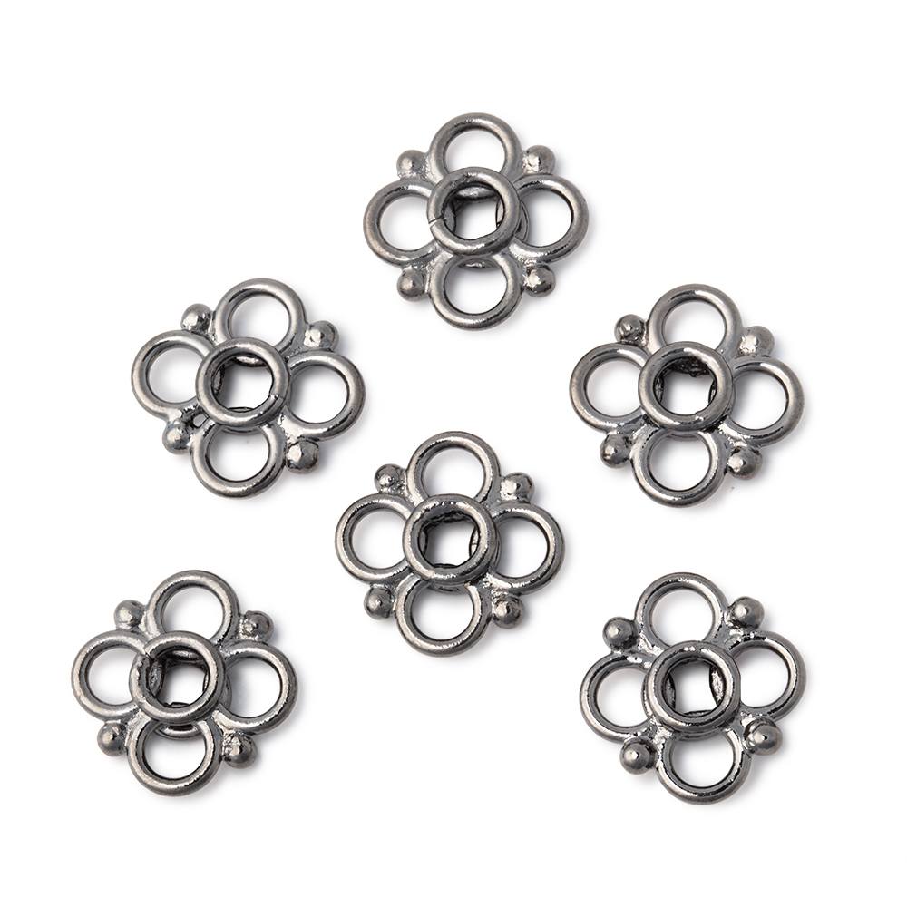 13mm Quatrefoil with 2mm Large Hole Spacer Set of 6 Pieces - Beadsofcambay.com