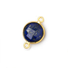 13mm Vermeil Bezel Lapis Lazuli Faceted Coin Connector 1 piece - Beadsofcambay.com