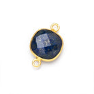 13mm Vermeil Bezel Lapis Lazuli Faceted Cushion Connector 1 piece - Beadsofcambay.com