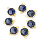 13mm Vermeil Bezel Lapis Lazuli Faceted Cushion Connector 1 piece - Beadsofcambay.com