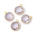 13mm Vermeil Bezel Pink Amethyst Faceted Coin Pendant 1 piece - Beadsofcambay.com