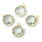 13mm Vermeil Bezel Prasiolite Faceted Coin Pendant 1 piece - Beadsofcambay.com