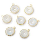 13mm Vermeil Bezel Rainbow Moonstone Coin with Void Pendant 1 piece - Beadsofcambay.com