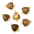 13mm Vermeil Bezel Whiskey Quartz Faceted Trillion Connector 1 piece - Beadsofcambay.com