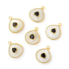 13mm Vermeil Bezel White Moonstone Heart with Bezel Black Spinel Inlay 1 Pendant - Beadsofcambay.com