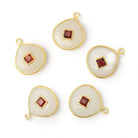 13mm Vermeil Bezel White Moonstone Heart with Bezel Garnet Inlay 1 Pendant - Beadsofcambay.com
