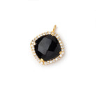 13mm Vermeil CZ Bezel Black Chalcedony Faceted Cushion Pendant 1 Focal - Beadsofcambay.com