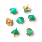 13x10mm Gold Leafed Green Onyx Pendulum Pendant 1 piece - Beadsofcambay.com