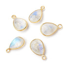 13x10mm Vermeil Bezel Rainbow Moonstone Faceted Pear 1 Pendant - Beadsofcambay.com