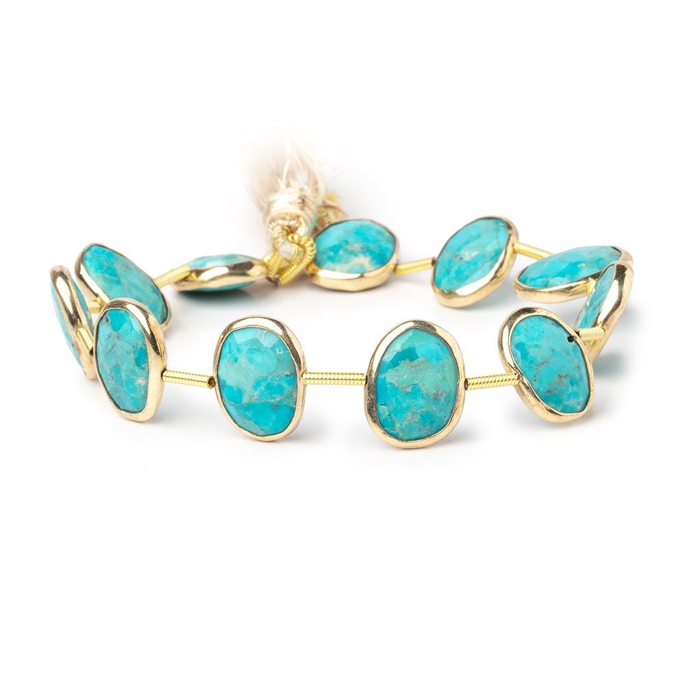 13x10mm Vermeil Bezel Turquoise Faceted Nugget Strand 10 Beads - Beadsofcambay.com