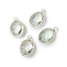 13x11mm Sterling Silver Textured Bezel Prasiolite Faceted Oval 1 Pendant - Beadsofcambay.com