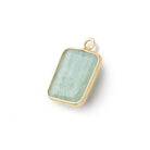 13x11mm Vermeil Bezel Aquamarine Rectangle 1 Pendant - Beadsofcambay.com