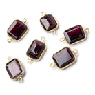 13x11mm Vermeil Bezel Garnet Rectangle Connector 1 piece - Beadsofcambay.com