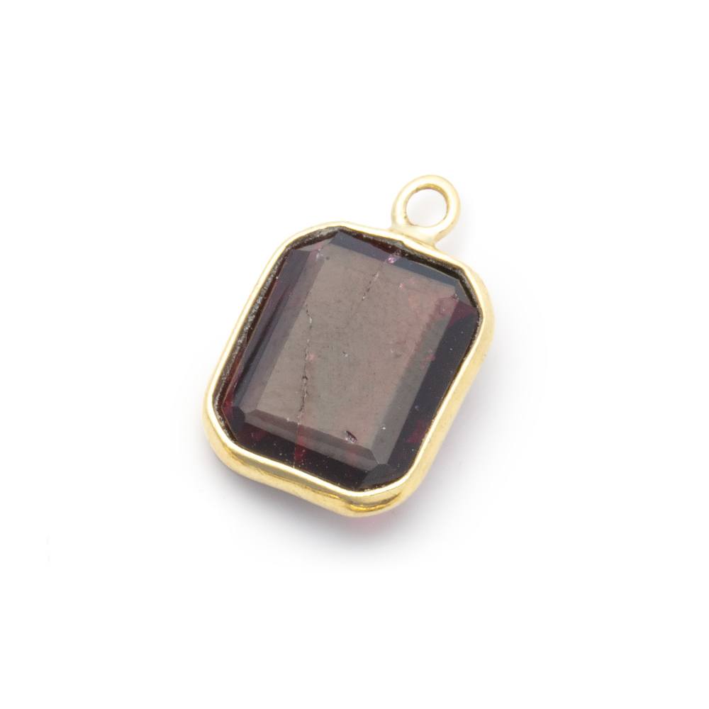 13x11mm Vermeil Bezel Garnet Rectangle Pendant 1 piece - Beadsofcambay.com