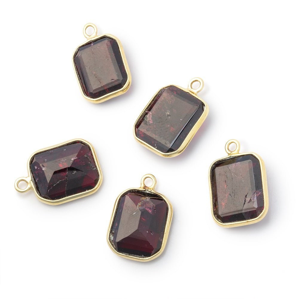 13x11mm Vermeil Bezel Garnet Rectangle Pendant 1 piece - Beadsofcambay.com