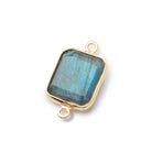 13x11mm Vermeil Bezel Labradorite Rectangle Connector 1 piece - Beadsofcambay.com