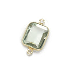 13x11mm Vermeil Bezel Prasiolite Rectangle Connector 1 piece - Beadsofcambay.com