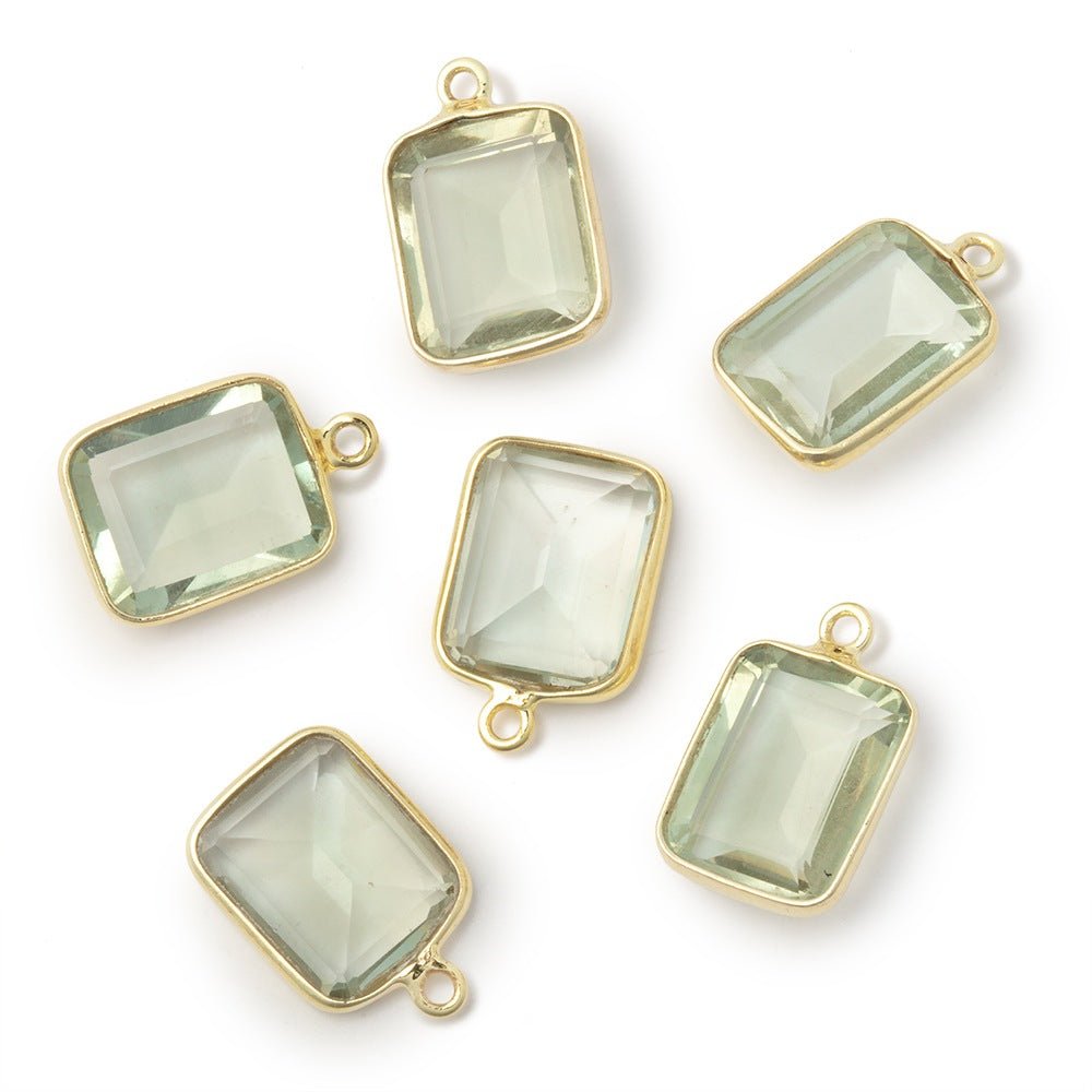 13x11mm Vermeil Bezel Prasiolite Rectangle Pendant 1 piece - Beadsofcambay.com