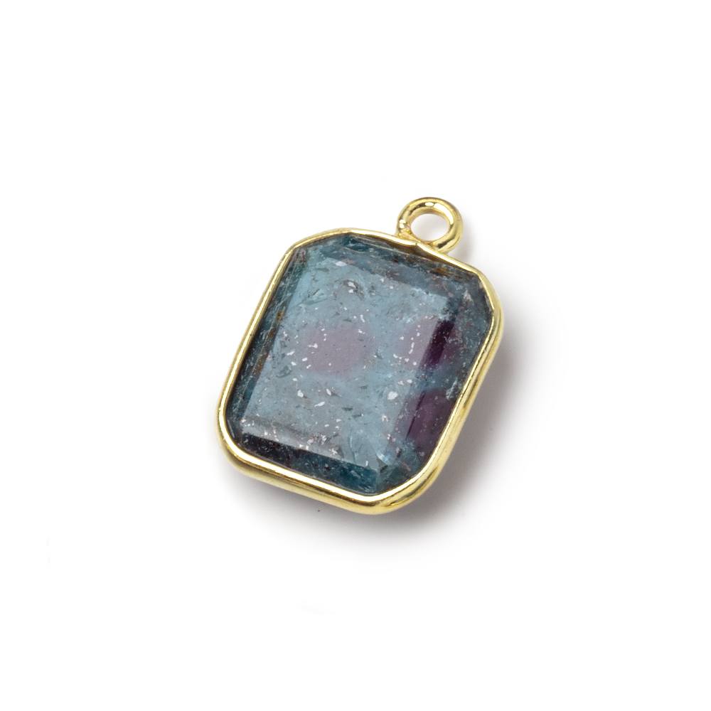 13x11mm Vermeil Bezel Ruby in Kyanite Rectangle Pendant 1 piece - Beadsofcambay.com