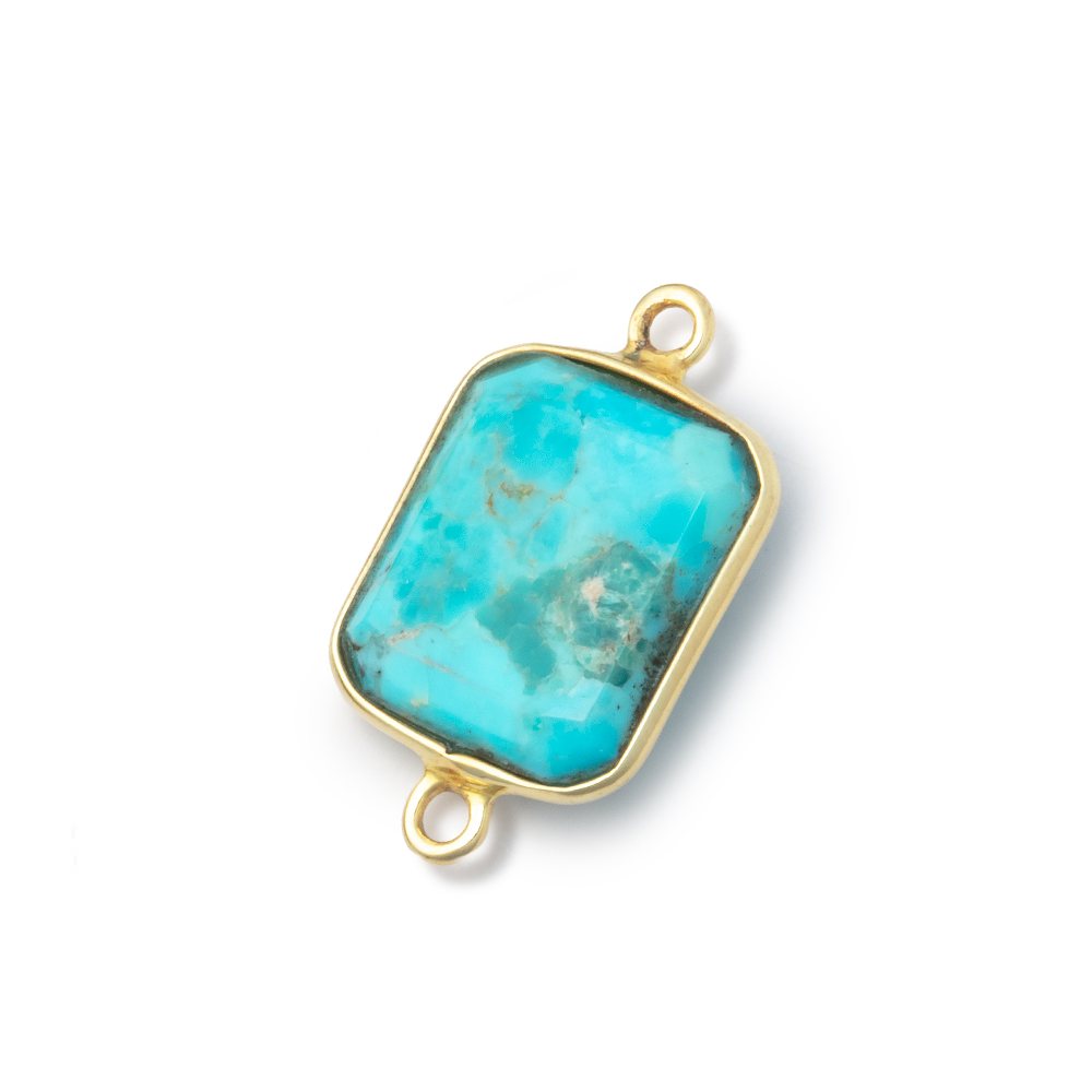 13x11mm Vermeil Bezel Turquoise Howlite Rectangle 1 Connector - Beadsofcambay.com
