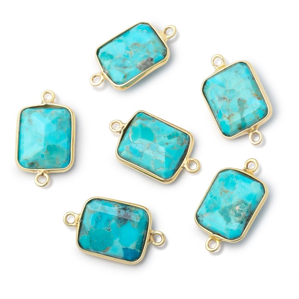 13x11mm Vermeil Bezel Turquoise Howlite Rectangle 1 Connector - Beadsofcambay.com