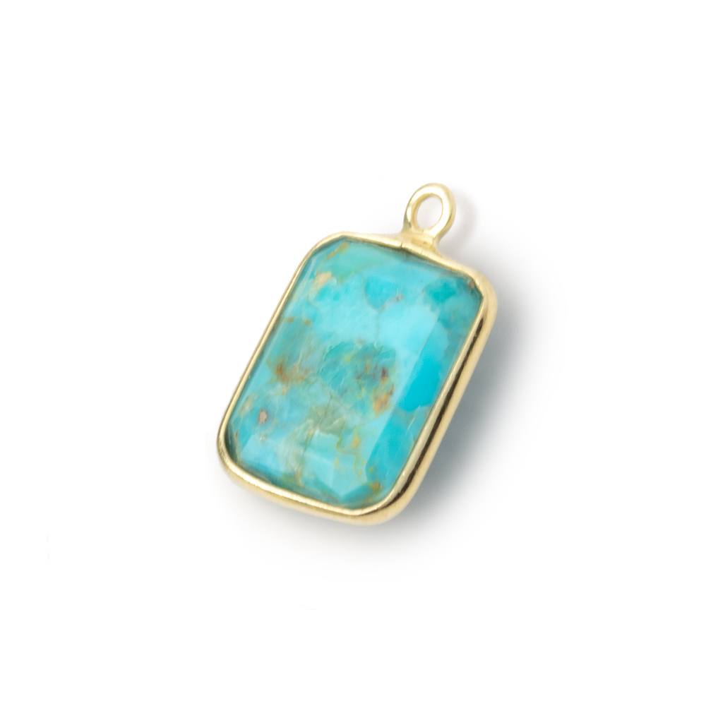 13x11mm Vermeil Bezel Turquoise Howlite Rectangle 1 Pendant - Beadsofcambay.com