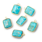 13x11mm Vermeil Bezel Turquoise Howlite Rectangle 1 Pendant - Beadsofcambay.com