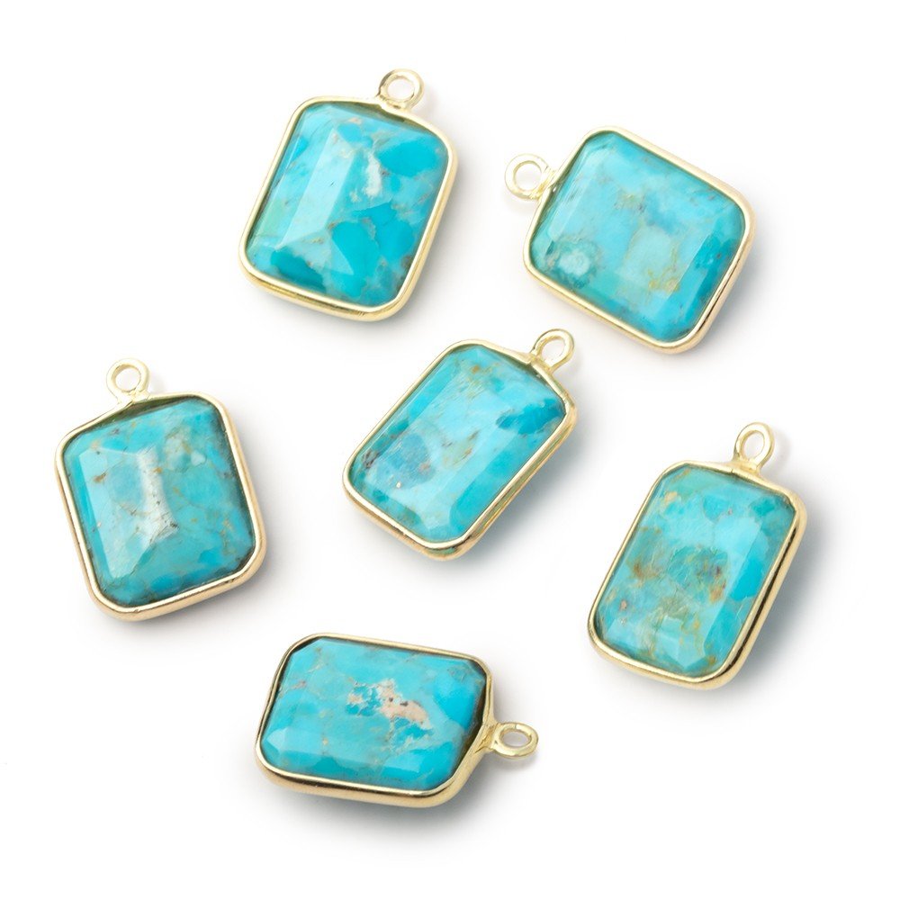 13x11mm Vermeil Bezel Turquoise Howlite Rectangle 1 Pendant - Beadsofcambay.com