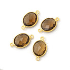 13x11mm Vermeil Bezel Whiskey Quartz Faceted Oval Connector 1 focal piece - Beadsofcambay.com