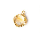 13x13mm Citrine Faceted Pillow Vermeil Pendant - Beadsofcambay.com