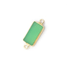 13x7mm Vermeil Bezel Green Chalcedony Flat Rectangle 1 Connector - Beadsofcambay.com