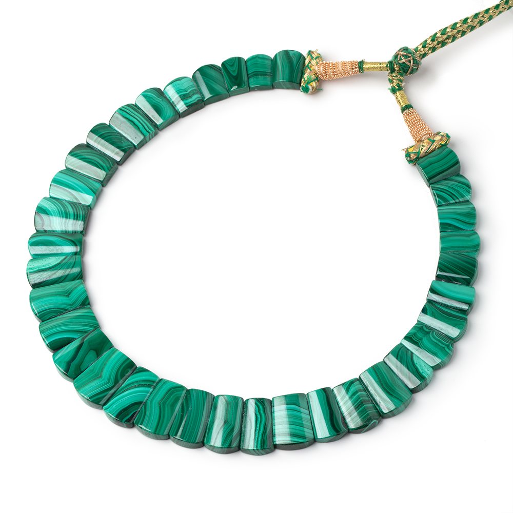 13x8 - 21x12mm Malachite Plain Fancy Shape Collar 35 Beads - Beadsofcambay.com