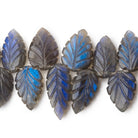 13x9-20x9.5mm Labradorite Carved Leaf Beads 7 inch 33 pieces AA - Beadsofcambay.com
