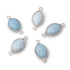 13x9mm Sterling Silver Bezel Owyhee Denim Opal Faceted Marquise 1 Connector - Beadsofcambay.com