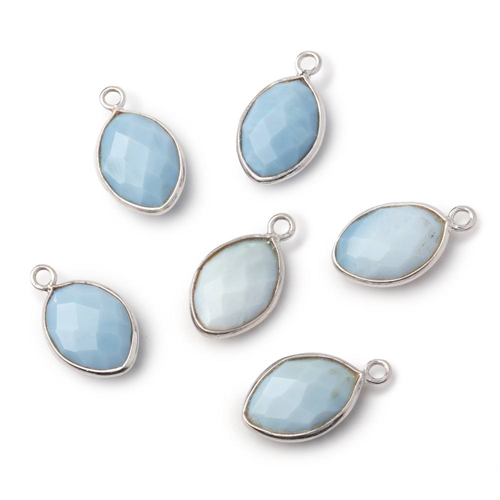 13x9mm Sterling Silver Bezel Owyhee Denim Opal Faceted Marquise 1 Pendant - Beadsofcambay.com