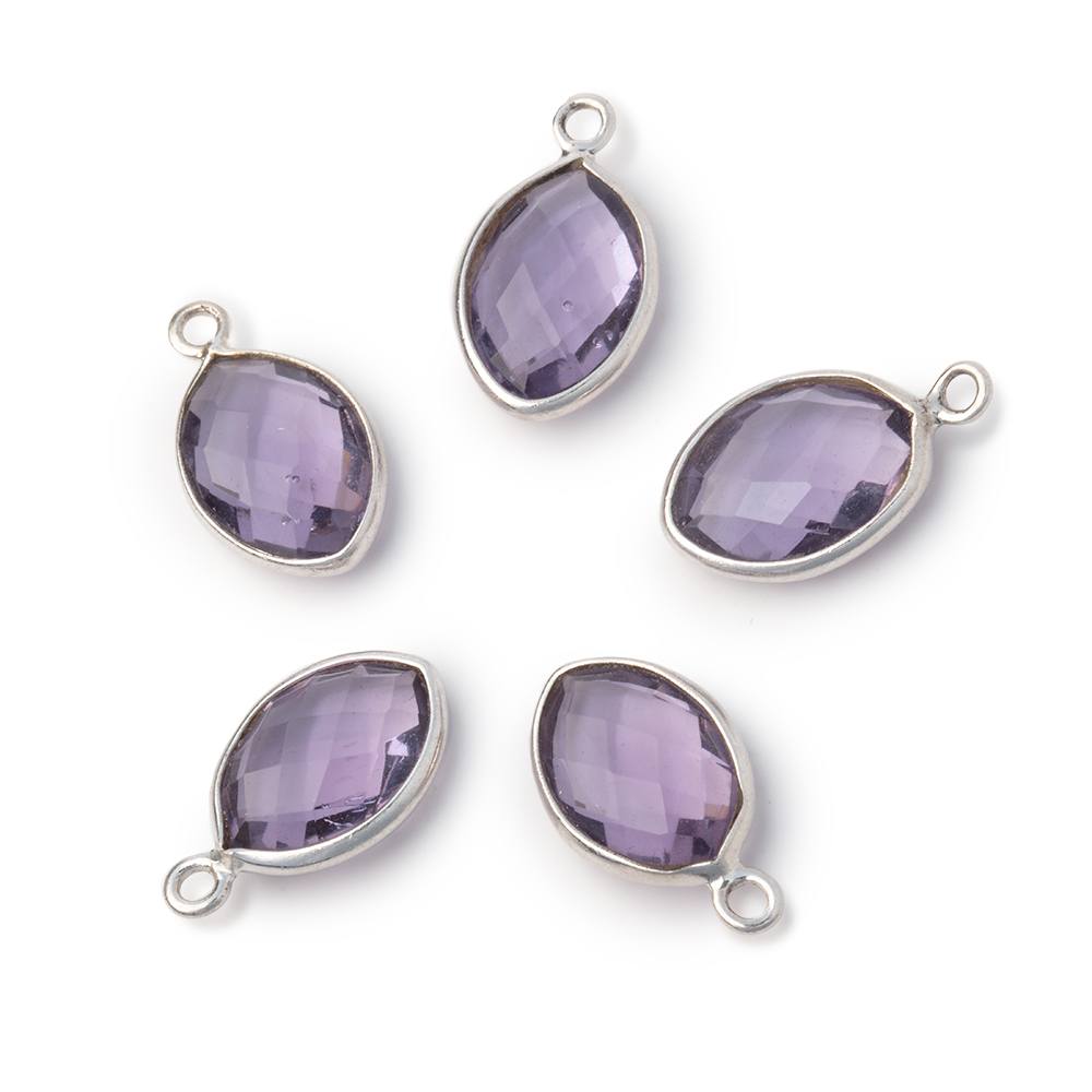 13x9mm Sterling Silver Bezel Pink Amethyst Faceted Marquise 1 Pendant - Beadsofcambay.com