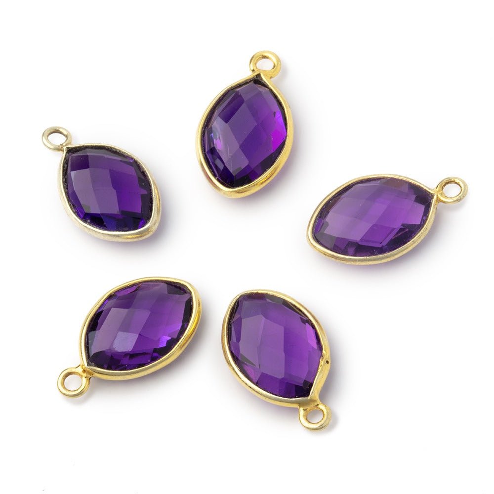 13x9mm Vermeil Bezel Amethyst Faceted Marquise 1 Pendant - Beadsofcambay.com