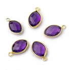 13x9mm Vermeil Bezel Amethyst Faceted Marquise 1 Pendant - Beadsofcambay.com