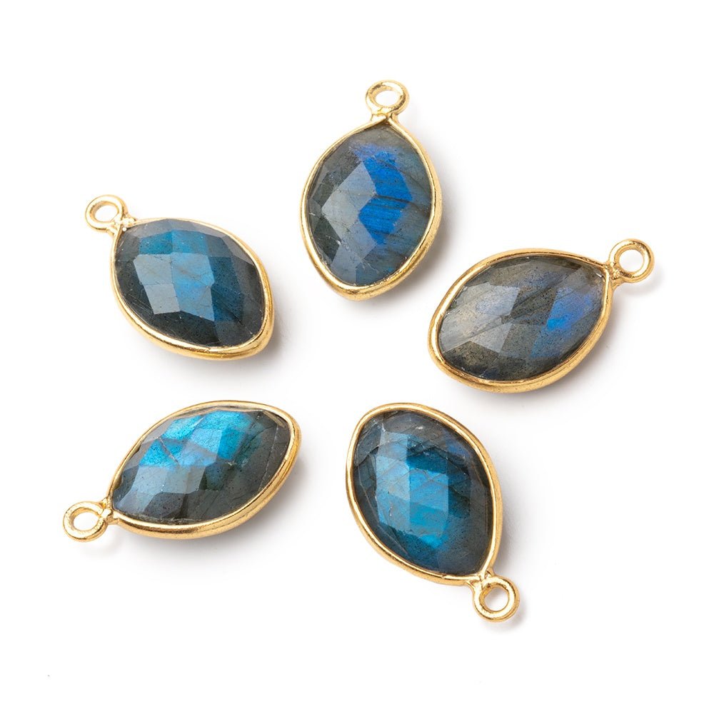 13x9mm Vermeil Bezel Labradorite Marquise Pendant 1 piece - Beadsofcambay.com