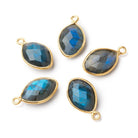 13x9mm Vermeil Bezel Labradorite Marquise Pendant 1 piece - Beadsofcambay.com