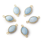 13x9mm Vermeil Bezel Owyhee Denim Opal Faceted Marquise 1 Connector - Beadsofcambay.com