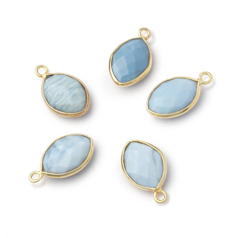 13x9mm Vermeil Bezel Owyhee Denim Opal Faceted Marquise 1 Pendant - Beadsofcambay.com