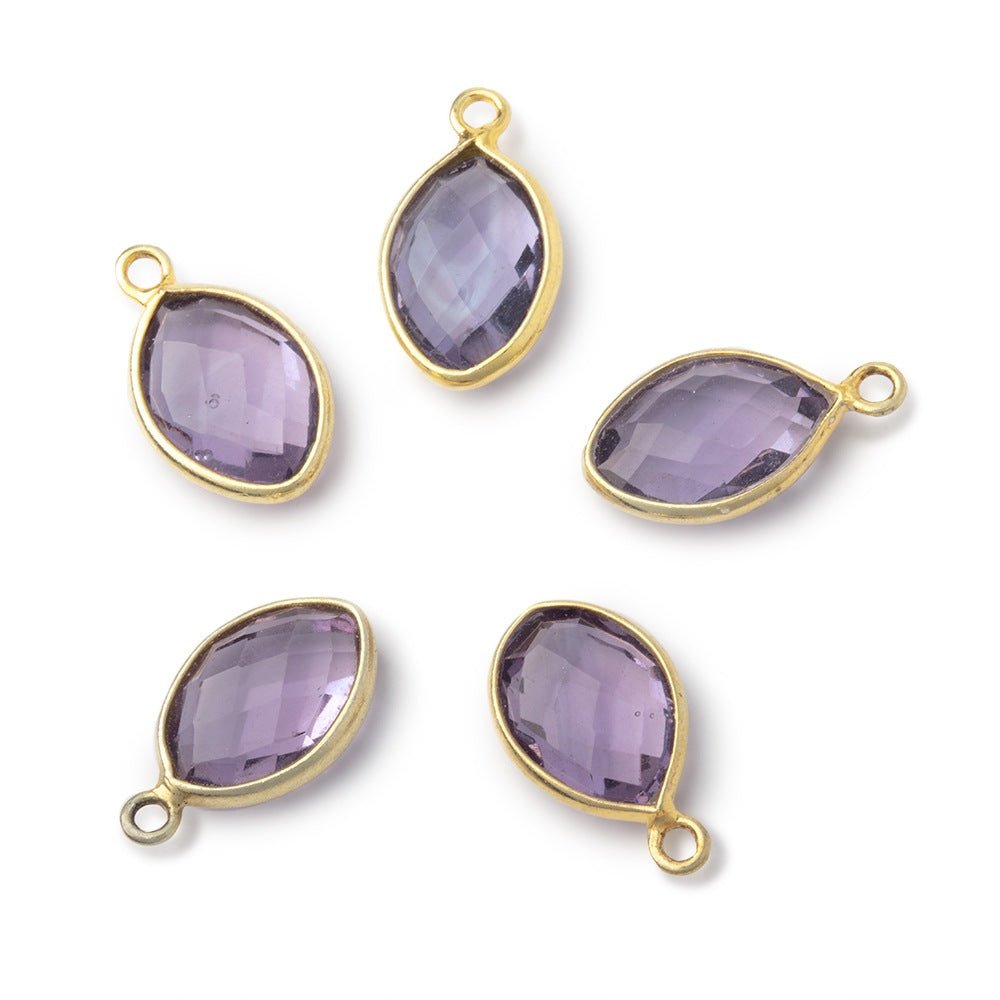13x9mm Vermeil Bezel Pink Amethyst Faceted Marquise 1 Pendant - Beadsofcambay.com