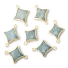 14 - 15mm Gold Leafed Aquamarine 4 Point Star Focal 2 Ring Connector - Beadsofcambay.com