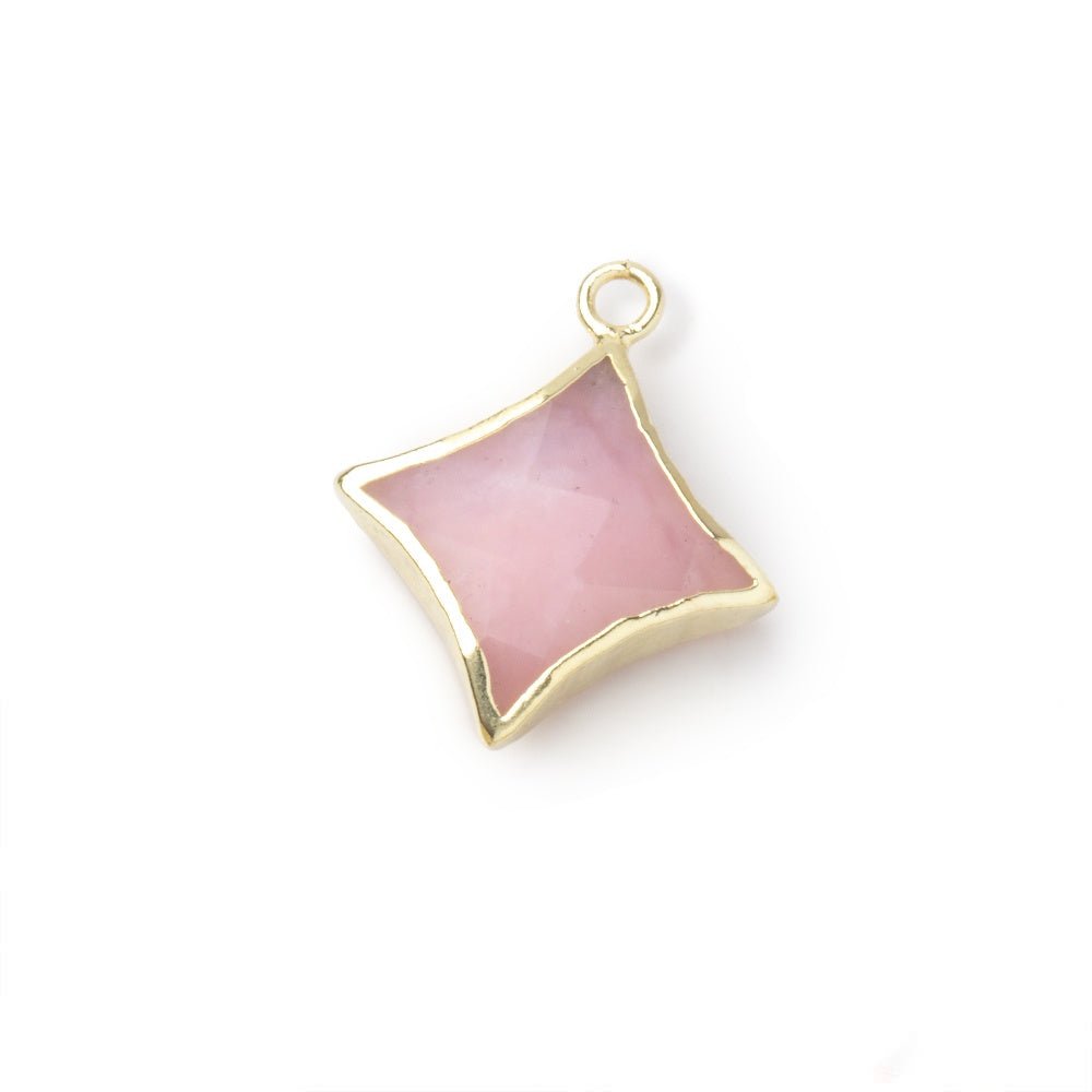14-15mm Gold Leafed Pink Peruvian Opal 4 Point Star Focal Pendant 1 piece - Beadsofcambay.com