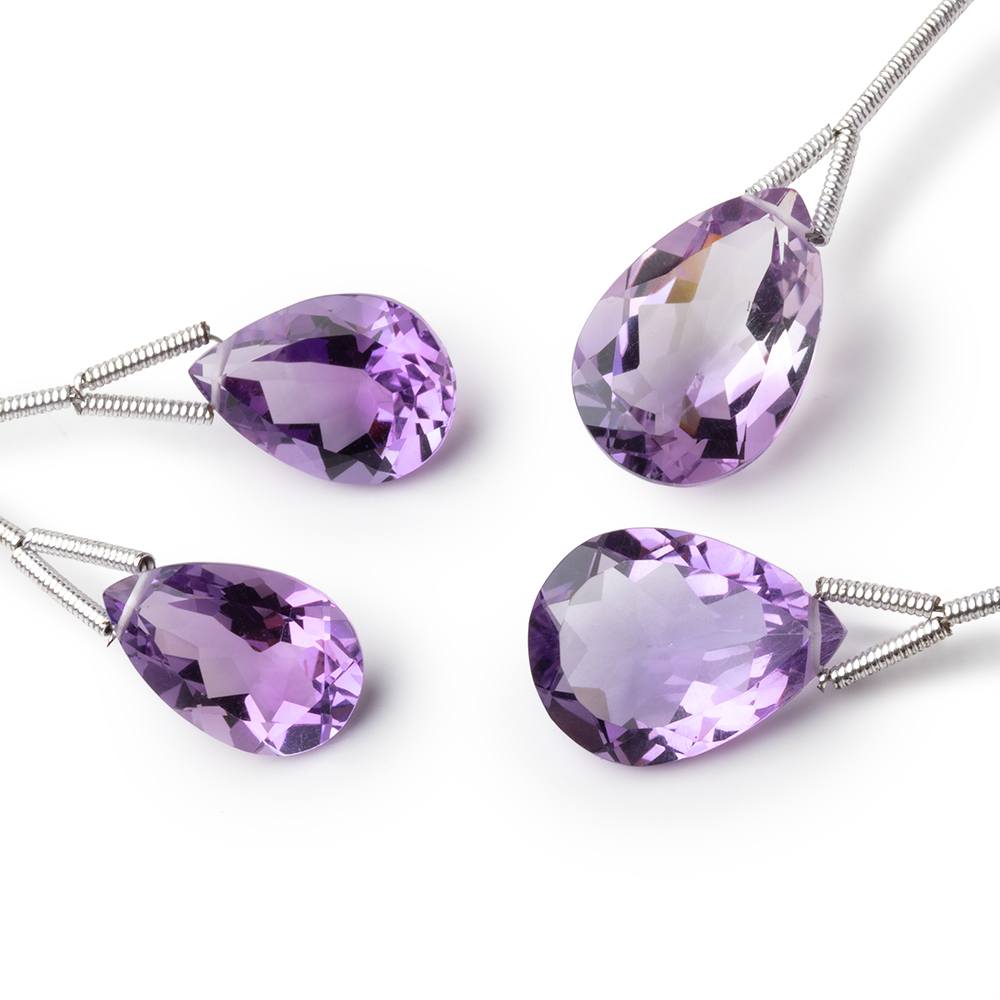 14 - 17mm Pink Amethyst Pavilion Faceted Pear Focal Set of 2 Beads AAA - Beadsofcambay.com