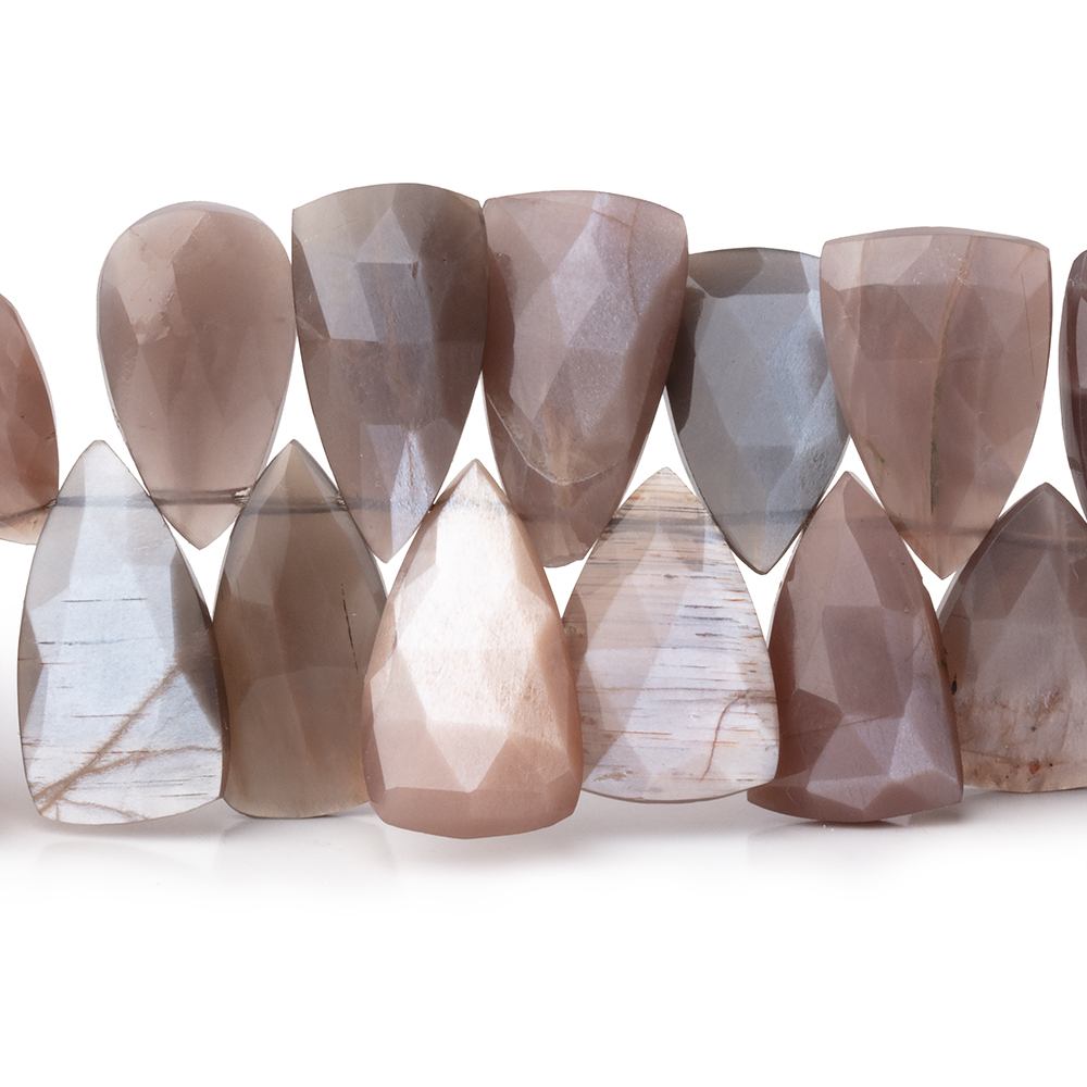 14 - 18mm Chocolate Moonstone Faceted Triangular Point 8 inch 45 Beads - Beadsofcambay.com