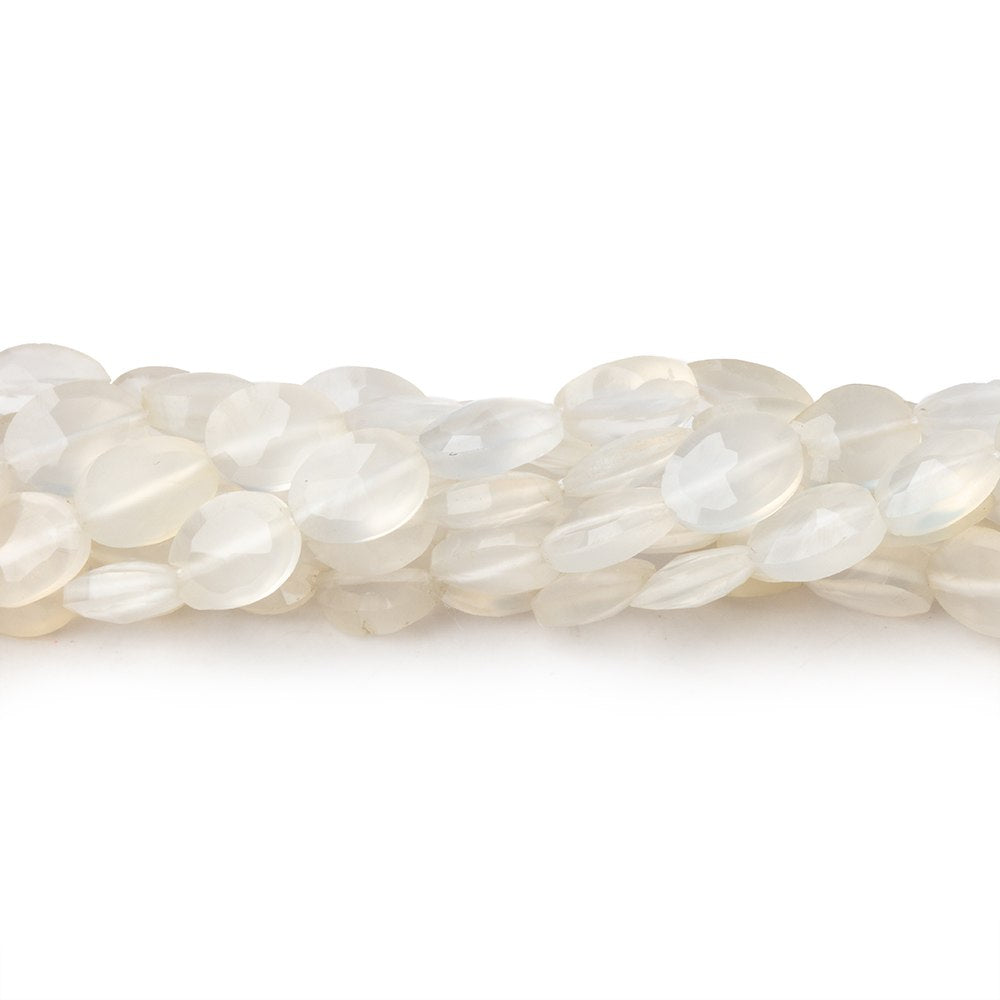 7x5mm White Chalcedony straight drilled faceted ovals 13.5 inch 44 beads - BeadsofCambay.com