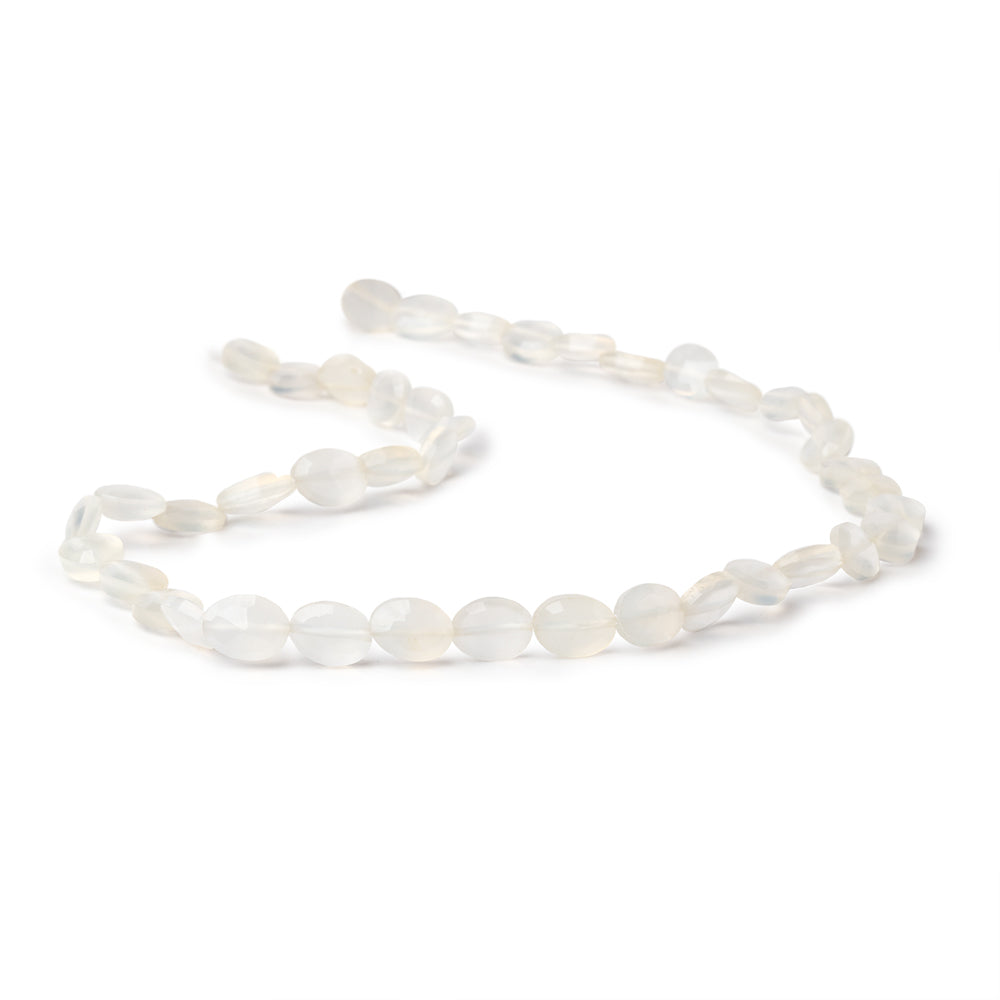 7x5mm White Chalcedony straight drilled faceted ovals 13.5 inch 44 beads - BeadsofCambay.com